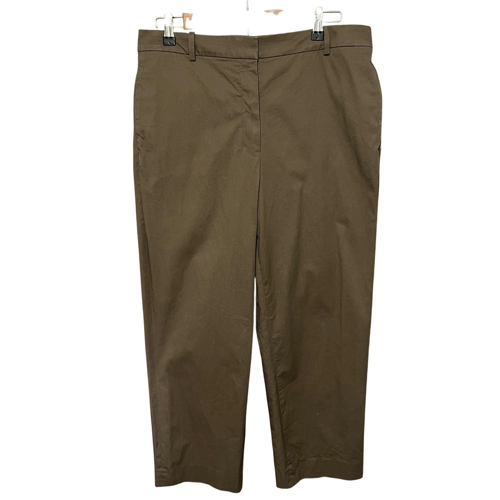 Theory‎ Classic Straight Pant Brushed Chino Cropped Size 10 Moss Green $245